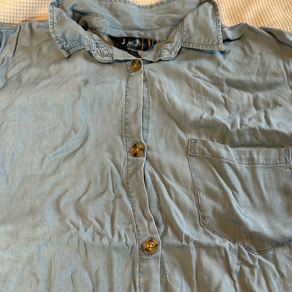 J for justify button down short sleeve shirt